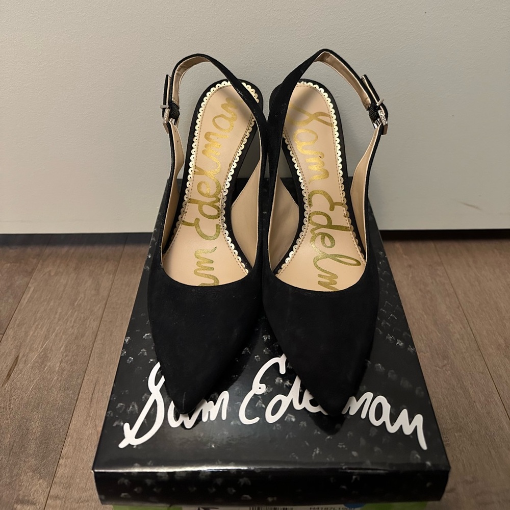 Sam Edelman Hazel Sling Back Pumps in Black Suede